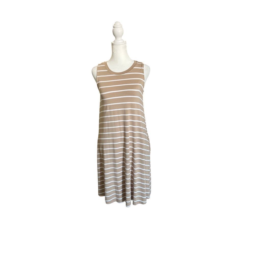 NWT Time And Tru Women Knit Stripe Sleeveless Swing Dress Size S.